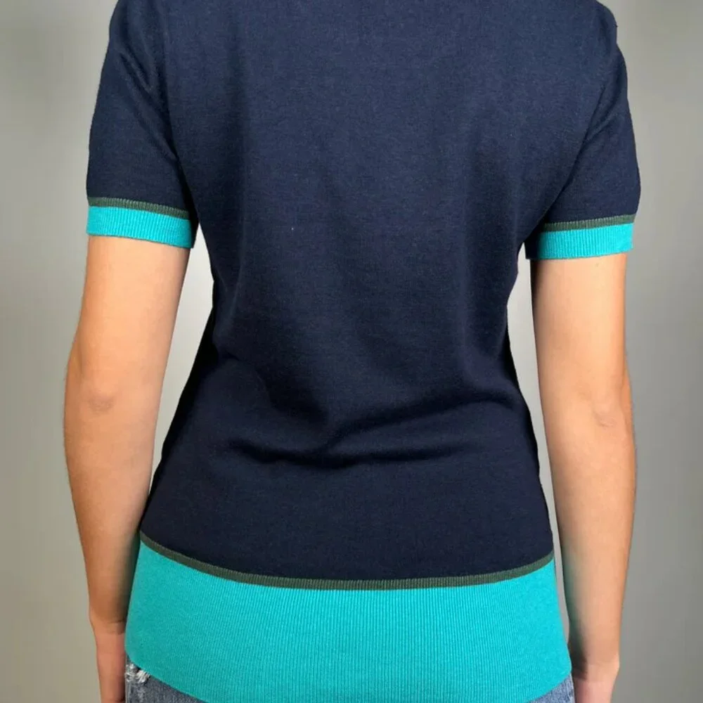 Banana Republic X Issa London Colorblock Sweater with Pearlized Button detail - Picture 9 of 9